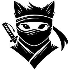 Cat ninja silhouette