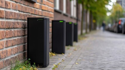 Smart Street Recycling Bins in Urban Setting