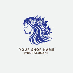 Beautiful Girl Logo Design for cosmetic shop or saloon , vector illustration Design.