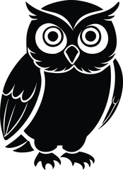 Owl silhouette vector style with black and white background