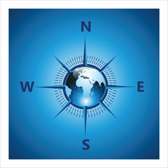 compass vector logo design blue