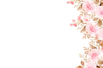 Watercolor flower border for wedding, birthday, card, background, invitation, wallpaper, sticker, decoration etc.