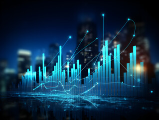 Naklejka premium Glowing Blue Stock Market Graph on a Digital Background