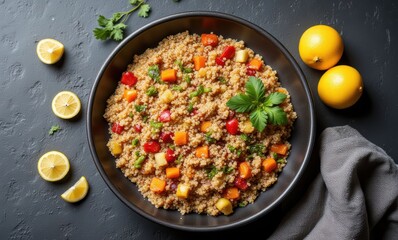 Colorful quinoa salad with fresh vegetables