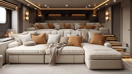 Luxurious Cinema Space with Plush Seating and Warm Accents
