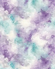 Fototapeta premium Dreamy watercolor art featuring abstract clouds in soft shades of purple, blue, and white, evoking a calming ethereal mood.