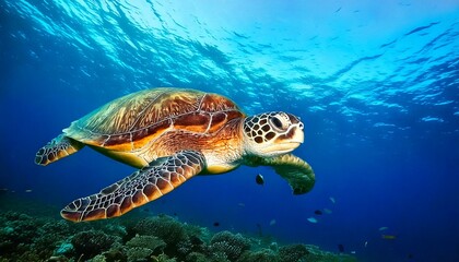 キレイな海を泳ぐウミガメ