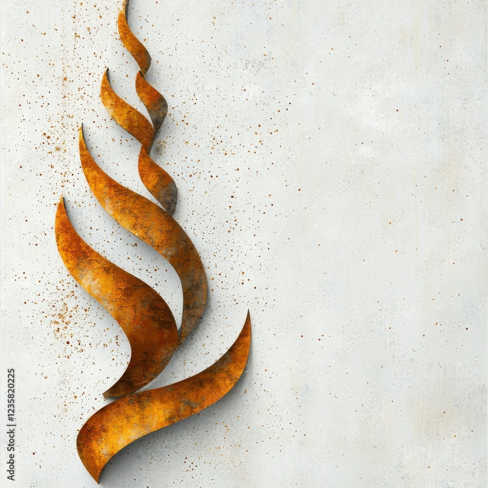 Poster artistic spiral design with rusty elements on textured background