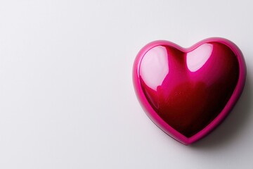 Cute heart on white background, pink and red shades, empty space