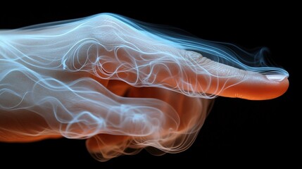 Softly Lit Finger Extending with Gentle Smoke Effects