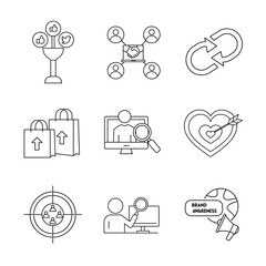 digital marketing icon set illustration on white background.