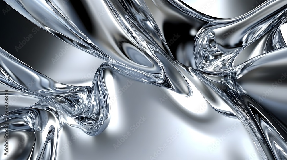 Aufkleber A mesmerizing abstract background featuring a dynamic flow of metallic chrome like liquid elements  Swirling rippling patterns create a futuristic reflective and shiny visual effect