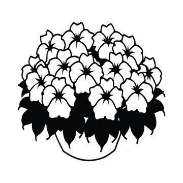 black and white flowers in a pot clip art preview