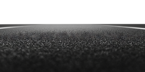 Asphalt road with perspective view, isolated on transparent cutout background
