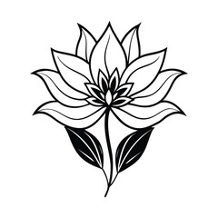 A black and white drawing of a lotus flower with the word quot calla quot on it