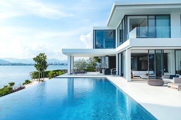 Fototapeta premium Stunning Modern Coastal Villa with Infinity Pool