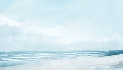 Fototapeta premium Serene Seascape Painting of a Calm Ocean and Sky