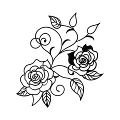 rose flower and leaf illustration