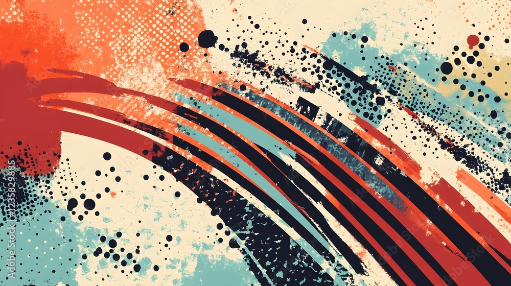 Poster abstract splash of vibrant ink and colorful brush strokes against textured grunge background abstrac