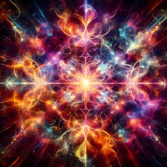 Obraz premium A digital kaleidoscope of colors and fractals that pulse in sync with music, creating a constantly evolving dreamscape