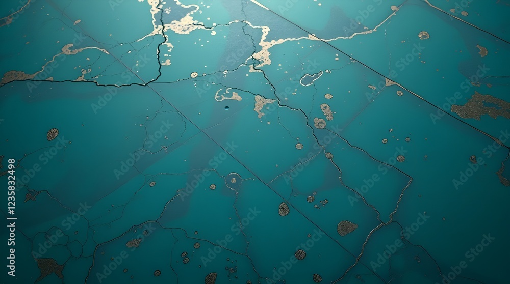 Wall mural swirling patterns of gold and black create a striking contrast against a turquoise background, resem