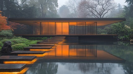 Fototapeta premium Modern Minimalist Gallery Surrounded by Nature