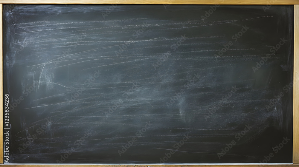 Poster blank and empty black chalkboard or blackboard background in a classroom setting perfect for educati