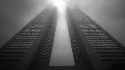 Modern Architecture of an Osaka Mall in Fog