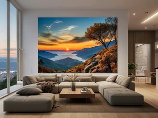 Scenic Mountain Sunset Wall Art