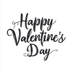 Black "Happy Valentine's Day" Text on White Background.
