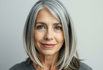Fototapeta premium Portrait of a young woman with gray hair