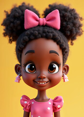 Fototapeta premium Very Cute African American Princess, Doll Face, Beautiful Baby Girl, Ai generative