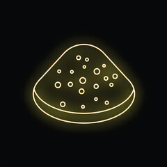 Neon sign of a round yellow sponge on a black background