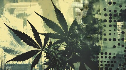 Cannabis Leaves Abstract Graphic Background with Trippy Psychedelic Vibe