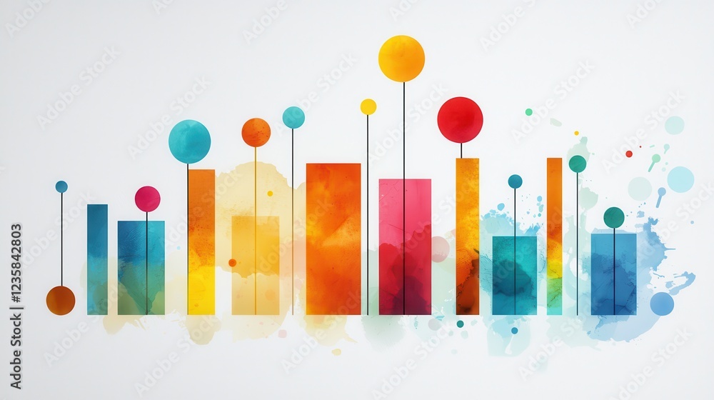 Poster vibrant abstract art with colorful shapes and patterns