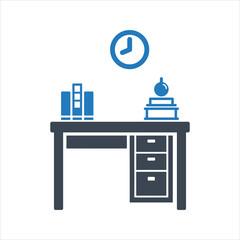 Office desk icon. Empty office icon