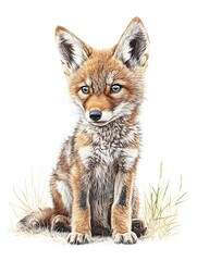 Fototapeta premium coyote_pup_on_white_background