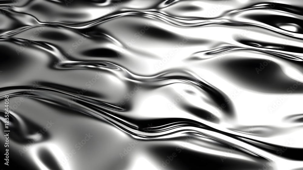 Leinwandbilder Captivating abstract background featuring mesmerizing monochrome metallic waves ripples and fluid geometric patterns  Sleek shiny and contemporary design with dynamic movement and contrast