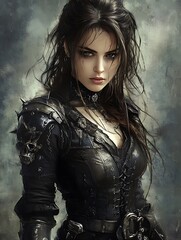Fototapeta premium Grunge_style_stylish_female