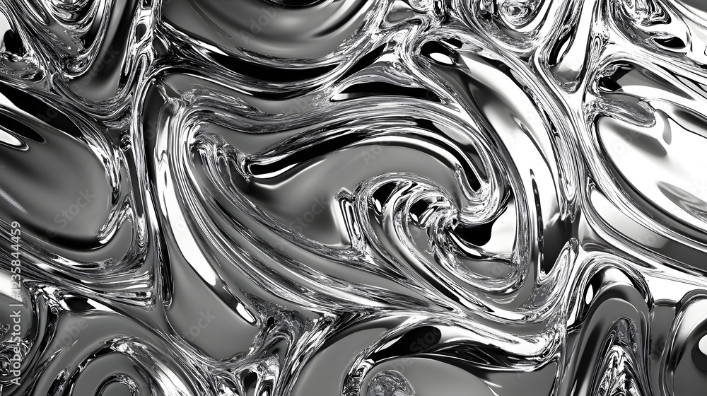 Poster captivating abstract image featuring a mesmerizing fluid pattern of metallic swirls and twists the d