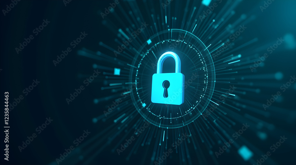 Aufkleber cybersecurity digital lock: abstract futuristic technology data protection and network security conc
