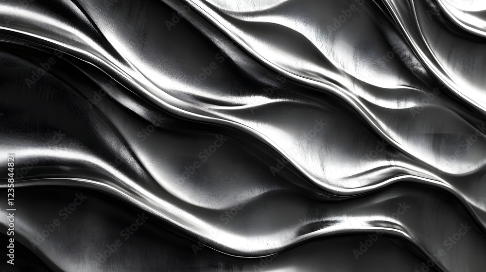 Leinwandbilder captivating abstract monochrome wave sculpture with flowing metallic texture creating a sense of dyn