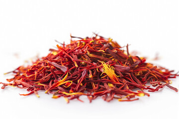 saffron scattered in bulk isolated on white