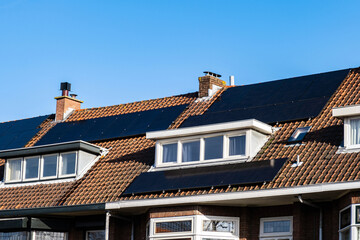 Solar Panel House Roof Generator Energy The Hague Netherlands Blue Sky Sun