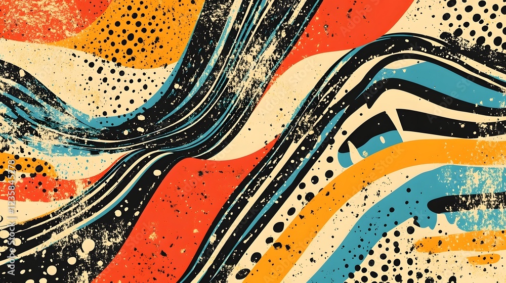 Leinwandbilder captivating colorful abstract art with fluid motion and vibrant geometric patterns