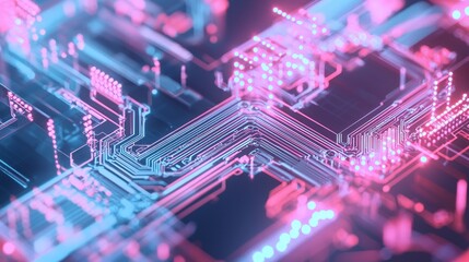 Fototapeta premium Abstract Hybrid Circuit Board with Colorful Bonding Station Design