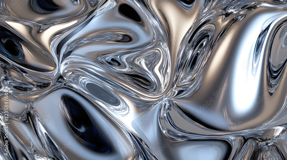 Leinwandbilder captivating metallic waves a surreal digital sculpture evoking ethereal motion and transformation th