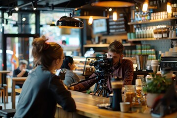 Casual Interview in a Cozy Coffee Shop Setting
