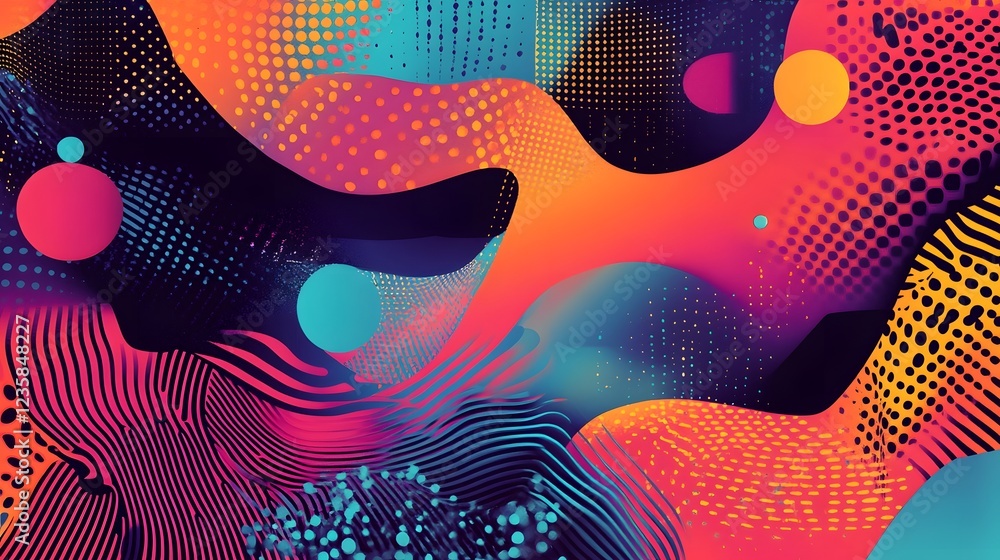Aufkleber captivating psychedelic abstract fluid neon lights shapes patterns surreal dreamscape digital art ba