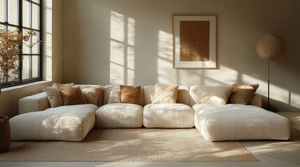 Modern Sectional Sofa In A Sunlit Living Room